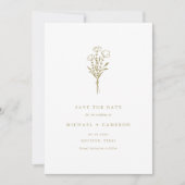 Gold Minimalist Botanical Bouquet QR-code Save The Date (Voorkant)