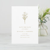 Gold Minimalist Botanical Bouquet QR-code Save The Date (Staand voorkant)
