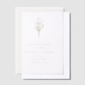 Gold Minimalist Botanical Save the Date Vellum Uitnodigingen (Offset)