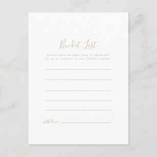 Gold Minimalist Bucket List-kaarten Briefkaart