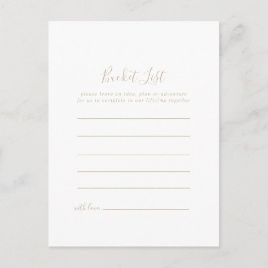 Gold Minimalist Bucket List-kaarten Briefkaart (Voorkant)