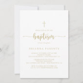 Gold Minimalist Calligraphy Baptisme Invitation Kaart (Voorkant)