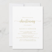 Gold Minimalist Calligraphy Christening Kaart (Voorkant)