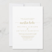 Gold Minimalist Calligraphy Nuestra Boda Wedding Kaart (Voorkant)