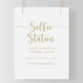 Gold Minimalist Calligraphy Selfie Station Sign. Poster