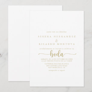 Gold Minimalist Calligraphy Spain Wedding   Kaart