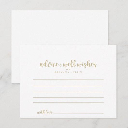 Gold Minimalist Calligraphy Weddenvice Card Briefkaart (Voorkant / Achterkant)