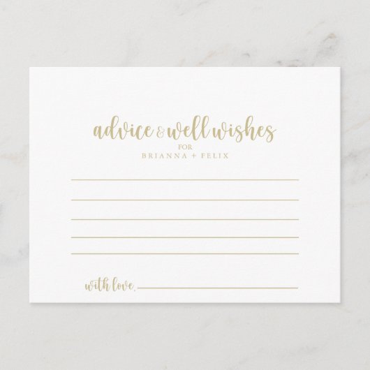 Gold Minimalist Calligraphy Weddenvice Card Briefkaart (Voorkant)