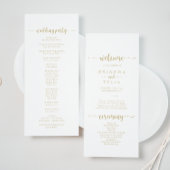 Gold Minimalist Calligraphy Wedding Program Programmakaart