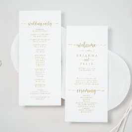 Gold Minimalist Calligraphy Wedding Program Programmakaart