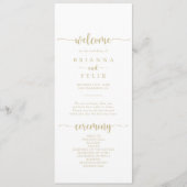 Gold Minimalist Calligraphy Wedding Program Programmakaart (Voorkant)