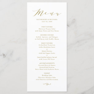 Gold Minimalist Dainty Script Weddenschap Menu
