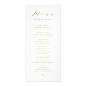 Gold Minimalist Dainty Script Wedding Menu Card (Voorkant)