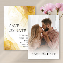 Gold Minimalist Foto Save the Date Invitation Kaart