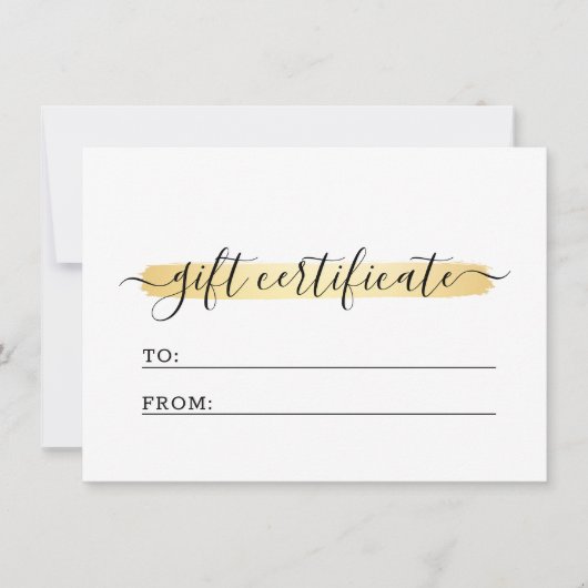 Gold Minimalist Logo Cadeaulijst Certificate Kaart (Voorkant)