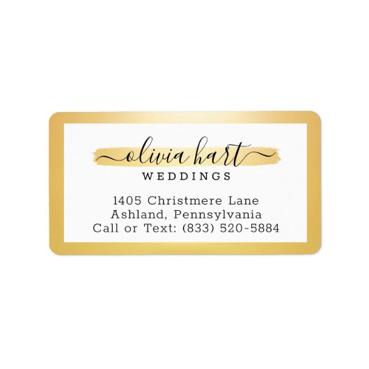 Gold Minimalist Logo verfspoeladres Etiket (Voorkant)