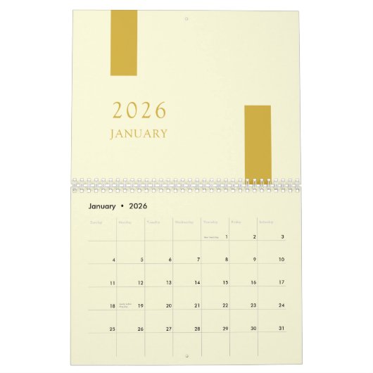 Gold Minimalist Modern 2026 Wall Calendar Kalender (Jan 2026)