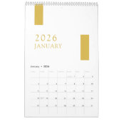Gold Minimalist Modern 2026 Wall Calendar Kalender (Jan 2026)