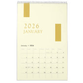 Gold Minimalist Modern 2026 Wall Calendar Kalender (Jan 2026)