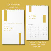 Gold Minimalist Modern 2026 Wall Calendar Kalender
