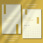 Gold Minimalist Modern 2026 Wall Calendar Kalender