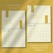 Gold Minimalist Modern 2026 Wall Calendar Kalender