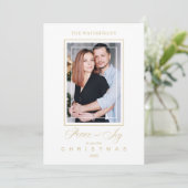 Gold Minimalist Modern Christmas Photo Family (Staand voorkant)