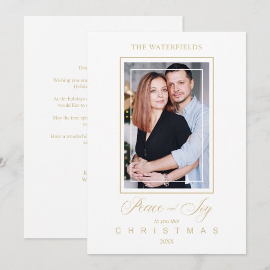 Gold Minimalist Modern Christmas Photo Family (Voorkant / Achterkant)