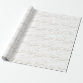 Gold Minimalist Modern Script Merriest Christmas Cadeaupapier (Uitgerold)