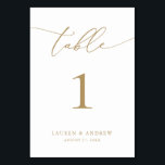 Gold Minimalist Modern Wedding | Aangepast eveneme Kaart<br><div class="desc">(**VOEG NOTA: Om orde te maken,  pas eenvoudig uw lijstaantal (en naam/datum) aan en voeg elk aantal aan uw kar afzonderlijk toe. Controleer vervolgens wanneer u klaar bent.) Mooie,  elegante,  moderne en minimalistische,  tabelnummerkaart. Volledig aanpasbaar met uw namen (of de Naam van de Gebeurtenis) en Datum.</div>