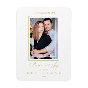 Gold Minimalist Moderne kerstfotoserie Magneet