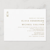 Gold Minimalist Monogram QR Code Wedding Uitnodiging Briefkaart (Voorkant)