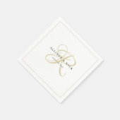 Gold Minimalist Monogram Wedding Napkins Servet (Hoek)
