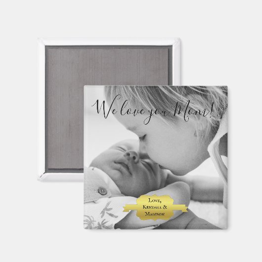 Gold Minimalist Photo Moederdag Magnet (Voorkant / Achterkant)