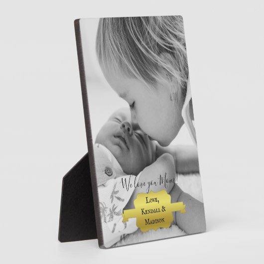 Gold Minimalist Photo Moederdag Plaque Fotoplaat (Zijkant)