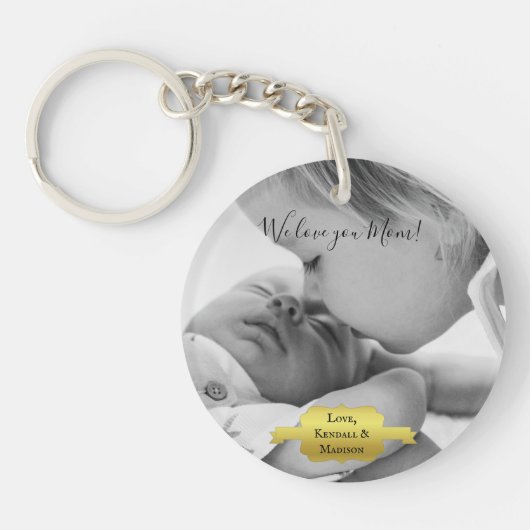 Gold Minimalist Photo Moederdag Sleutelhanger (Voorkant)