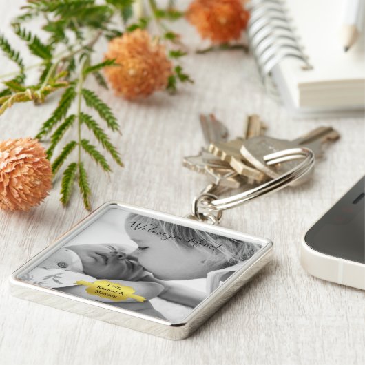 Gold Minimalist Photo Moederdag Sleutelhanger (Zijkant)