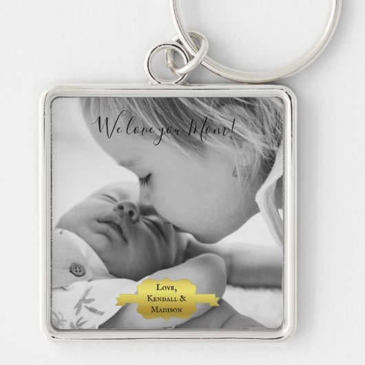 Gold Minimalist Photo Moederdag Sleutelhanger (Voorkant)