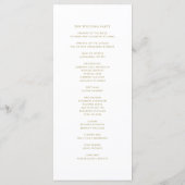 Gold Minimalist Script Order of Ceremony Wedding Programmakaart (Achterkant)