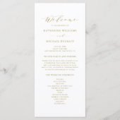 Gold Minimalist Script Order of Ceremony Wedding Programmakaart (Voorkant)