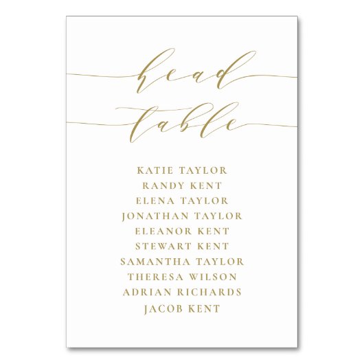 Gold Minimalist Script Seating Wedding Kaart (Achterkant)