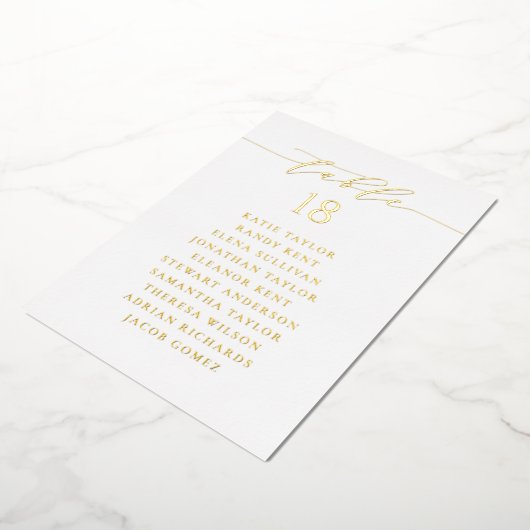 Gold Minimalist Script Trouwstoel Kaart (Gedraaid)