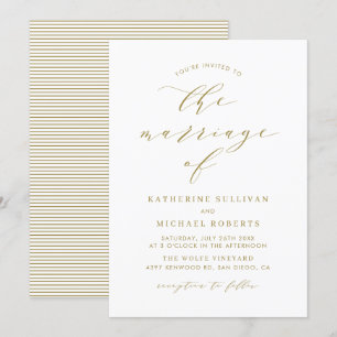 Gold Minimalist Script Wedding Kaart