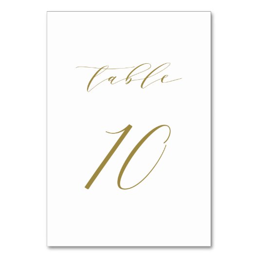 Gold Minimalist Script Wedding Table 10 Kaart (Achterkant)