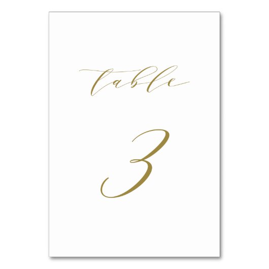 Gold Minimalist Script Wedding Table 3 Kaart (Achterkant)