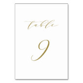Gold Minimalist Script Wedding Table 9 Kaart (Voorkant)