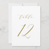 Gold Minimalist Script Wedding Table Number 12 Kaart (Voorkant)