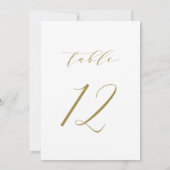 Gold Minimalist Script Wedding Table Number 12 Kaart (Achterkant)