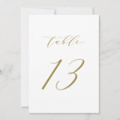 Gold Minimalist Script Wedding Table Number 13 Kaart (Achterkant)