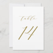 Gold Minimalist Script Wedding Table Number 14 Kaart (Achterkant)
